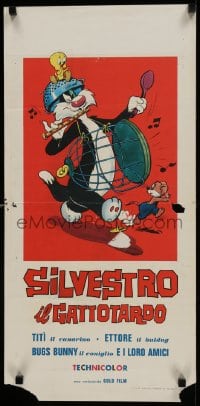 9t688 SILVESTRO IL GATTOTARDO Italian locandina 1963 art of Sylvester the Cat and Tweety Bird!