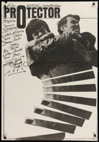 9t726 PROTECTOR Polish 27x38 1986 Danny Aiello, image of Jackie Chan by Andrzej Pagowski!