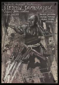 9t734 SEVEN SAMURAI Polish 26x38 R1987 Akira Kurosawa's Shichinin No Samurai, Mifune, Pagowski art