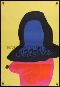 9t743 KABARET WAGABUNDA Polish 26x38 1967 wacky Wojciech Zamecznik art of guy with hat!
