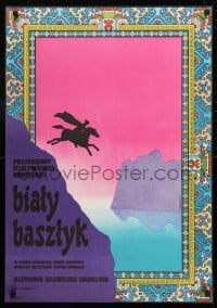 9t750 BELYY BASHLYK Polish 23x33 1976 cool artwork with man on horse by A. Krzysztoforski!