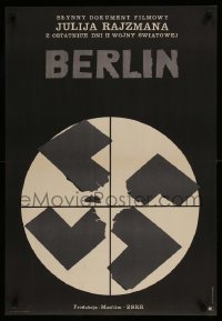 9t762 FALL OF BERLIN Polish 22x33 1968 cool art of a broken Swastika by Jacek Neugebauer!