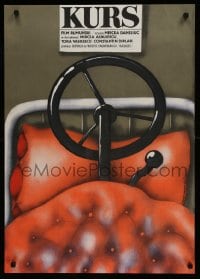 9t772 LONG DRIVE Polish 23x32 1976 wacky artwork of bed w/steering wheel and shifter by Nasfeter!