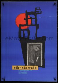 9t780 NOBODY'S CALLING Polish 23x33 1960 Nikt nie wola, cool strange Eryk Lipinski art!