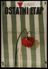 9t784 OSTATNI ETAP Polish 23x33 R1988 Trepkowski art, wilted flower over concentration camp uniform!