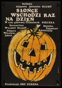 9t800 SLONCE WSCHODZI RAZ NA DZIEN Polish 23x33 1972 art of Halloween pumpkin jack-o-lantern!