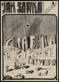 9t827 JAN SAWKA GRAFIKA PLAKAT I INNE RYSUNEK exhibition Polish 19x27 1973 Jan Sawka art!