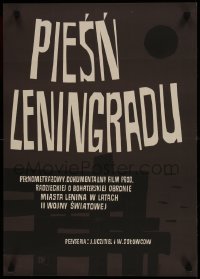 9t833 PODVIG LENINGRADA Polish 19x26 1961 wild artistic title design by Marian Stachurski!