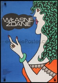 9t837 SOBSTVENNOE MNENIE Polish 19x27 1977 art of wild-looking woman by Eryk Lipinski!