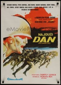 9t384 LONGEST DAY Yugoslavian 20x28 1962 Zanuck, World War II D-Day, with 42 international stars!