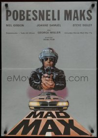 9t387 MAD MAX Yugoslavian 19x27 1980 art of wasteland cop Mel Gibson, Miller's action classic!