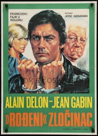9t413 TWO MEN IN TOWN Yugoslavian 19x27 1973 Alain Delon, Jean Gabin, Deux hommes dans la ville!