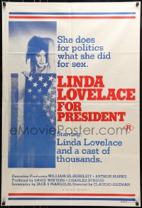 9w736 LINDA LOVELACE FOR PRESIDENT Aust 1sh 1975 Micky Dolenz, patriotic image, cast of throusands