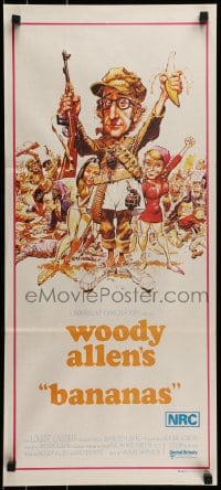9w755 BANANAS Aust daybill 1972 great artwork of Woody Allen by E.C. Comics artist Jack Davis!