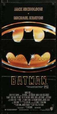 9w759 BATMAN Aust daybill 1989 directed by Tim Burton, Nicholson, Keaton, cool image of Bat logo!