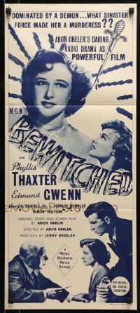 9w763 BEWITCHED Aust daybill 1945 Phyllis Thaxter is a cruel love-killer and darling of society!