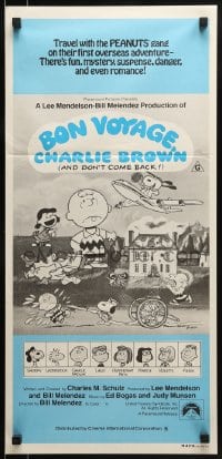 9w765 BON VOYAGE CHARLIE BROWN Aust daybill 1981 Peanuts, Charles M. Schulz art, Snoopy!