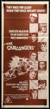 9w775 CHALLENGERS Aust daybill R1970s Darren McGavin races for glory against death, F1 car racing!