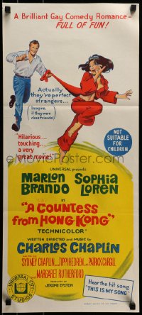 9w781 COUNTESS FROM HONG KONG Aust daybill 1967 Marlon Brando, Sophia Loren, directed by Chaplin!