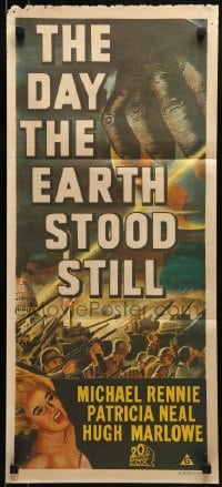 9w783 DAY THE EARTH STOOD STILL Aust daybill R1970s Robert Wise, art of giant hand & Patricia Neal!