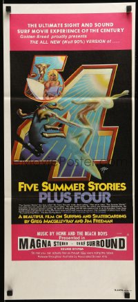 9w799 FIVE SUMMER STORIES PLUS FOUR Aust daybill 1976 really cool surfing artwork by Rick Griffin!
