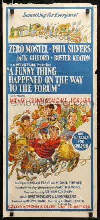9w805 FUNNY THING HAPPENED ON THE WAY TO THE FORUM Aust daybill 1966 wacky image of Zero Mostel!
