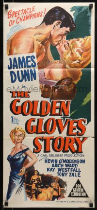 9w808 GOLDEN GLOVES STORY Aust daybill 1950 Kay Westfall, romantic boxer Dewey Martin!