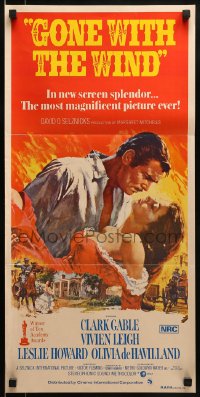 9w809 GONE WITH THE WIND Aust daybill R1970s Clark Gable, Vivien Leigh, all-time classic!