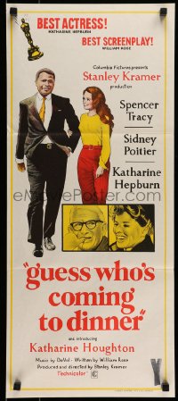 9w820 GUESS WHO'S COMING TO DINNER Aust daybill 1967 Poitier, Spencer Tracy, Katharine Hepburn!