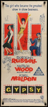9w821 GYPSY Aust daybill 1962 wonderful artwork of Rosalind Russell & sexiest Natalie Wood!