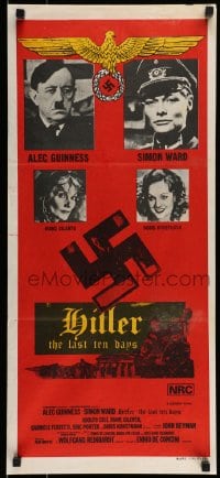 9w832 HITLER: THE LAST TEN DAYS Aust daybill 1973 Alec Guinness as Adolf, Kunstmann as Eva Braun!