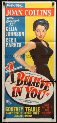 9w835 I BELIEVE IN YOU Aust daybill 1953 art of sexy Joan Collins in only her 4th credited role!