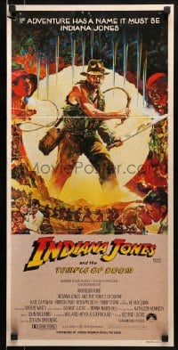 9w839 INDIANA JONES & THE TEMPLE OF DOOM Aust daybill 1984 art of Harrison Ford by Mike Vaughan!