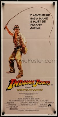 9w838 INDIANA JONES & THE TEMPLE OF DOOM Aust daybill 1984 adventurer Harrison Ford cracking whip!