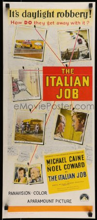 9w841 ITALIAN JOB Aust daybill 1969 Michael Caine crime classic, it's daylight robbery!