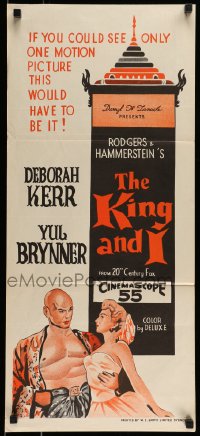 9w855 KING & I Aust daybill 1956 Deborah Kerr & Yul Brynner, Rodgers & Hammerstein!