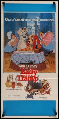 9w859 LADY & THE TRAMP Aust daybill R1980 Walt Disney romantic canine dog classic cartoon!
