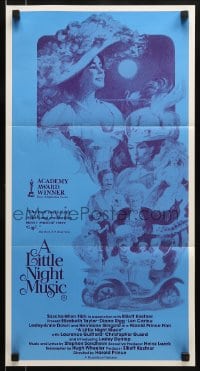 9w866 LITTLE NIGHT MUSIC Aust daybill 1978 Elizabeth Taylor, Diana Rigg, cast montage art!