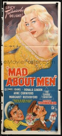 9w872 MAD ABOUT MEN Aust daybill 1954 artwork of sexy mermaid Glynis Johns and wacky guys!
