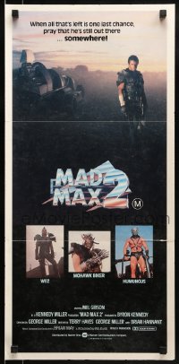 9w874 MAD MAX 2: THE ROAD WARRIOR Aust daybill 1981 George Miller, Mel Gibson returns as Mad Max!