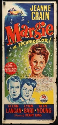 9w882 MARGIE Aust daybill 1946 great artwork of sexy Jeanne Crain in musical bubble notes!