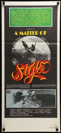 9w883 MATTER OF STYLE Aust daybill 1970s images of incredible Australian surfers, cool color design