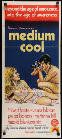 9w885 MEDIUM COOL Aust daybill 1969 Haskell Wexler's X-rated 1960s counter-culture classic!