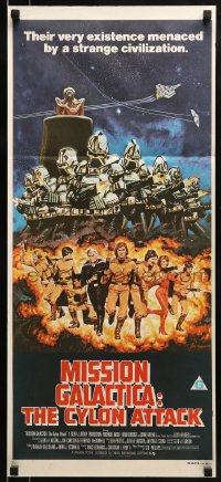 9w891 MISSION GALACTICA: THE CYLON ATTACK Aust daybill 1979 Tanenbaum sci-fi art!