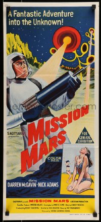9w892 MISSION MARS Aust daybill 1968 Darren McGavin, a fantastic sci-fi adventure into the unknown!