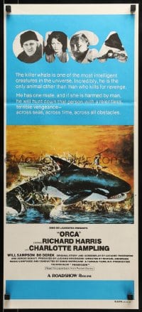 9w907 ORCA Aust daybill 1977 wild artwork of attacking Killer Whale by John Berkey!