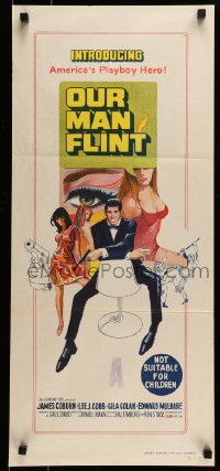 9w909 OUR MAN FLINT Aust daybill 1966 art of James Coburn, sexy James Bond spy spoof!