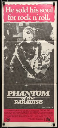 9w913 PHANTOM OF THE PARADISE Aust daybill 1974 Brian De Palma, he sold his soul for rock n' roll!