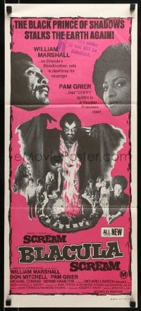 9w934 SCREAM BLACULA SCREAM Aust daybill 1973 image of black vampire William Marshall & Pam Grier!