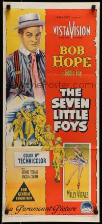 9w936 SEVEN LITTLE FOYS Aust daybill 1955 Richardson Studio art of Bob Hope with his seven kids!
